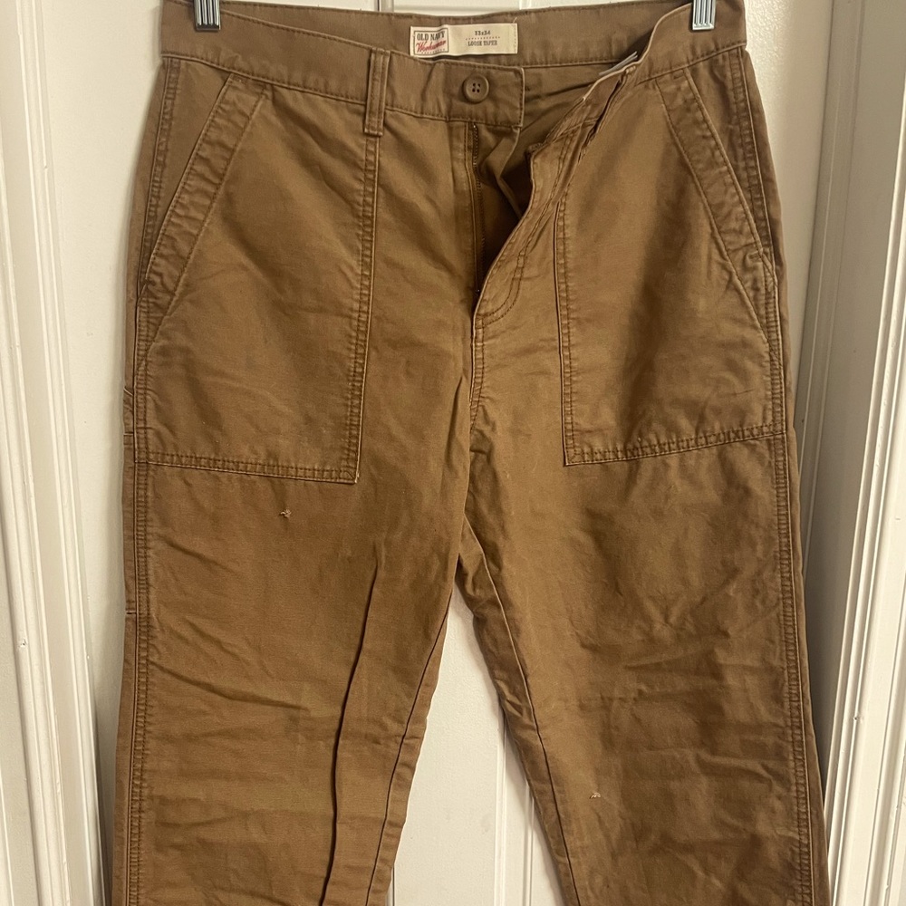 Workwear Chino Pants Old Navy Gap Carpenter Pant • Brown/Dark Khaki • 33/32
